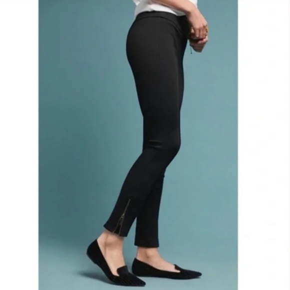 Anthro Pilcro Ankle Zipper High Rise Black Denim Leggings - Picture 3 of 10
